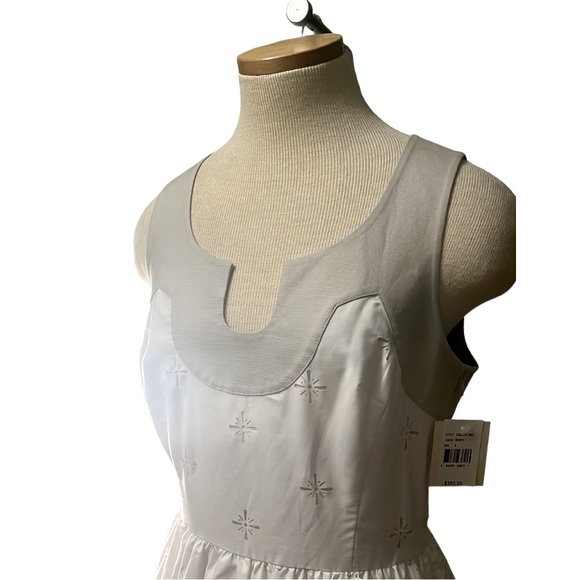 Milly "Pippa" Laser Cut Sleeveless Linen Dress, White, Size 6 - Picture 9 of 13